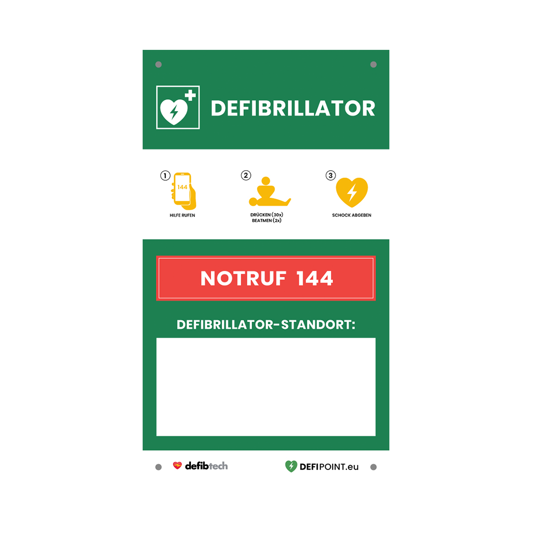 Defibrillator Notfalltafel zur Standortangabe