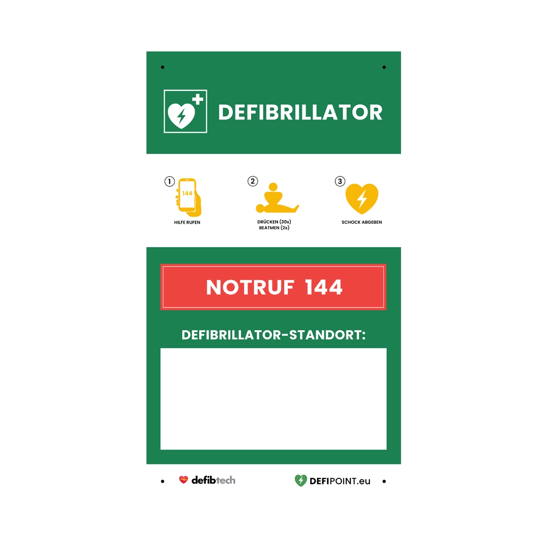 Defibrillator Notfalltafel inkl. Standortangabe