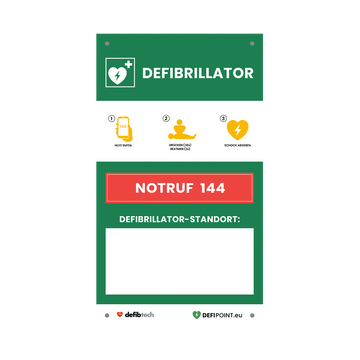 Defibrillator Notfalltafel zur Standortangabe